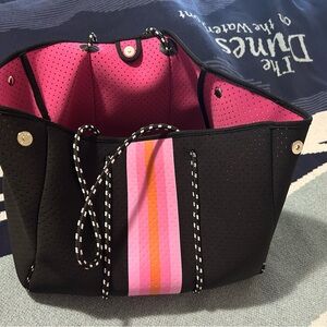 Amazon Black Tote with Pink and Orange Stripes
